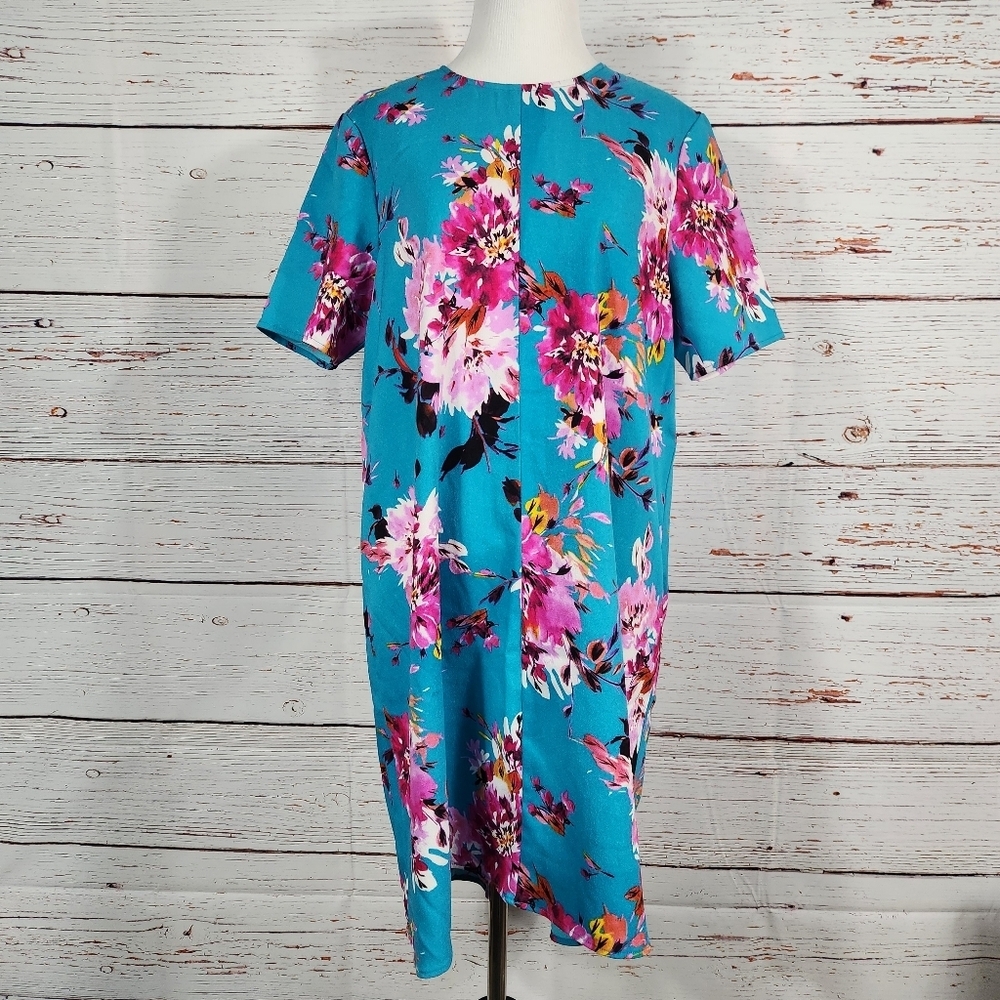 CHARLES HENRY Floral Crepe High/Low Trapeze Dress - Picture 2 of 8